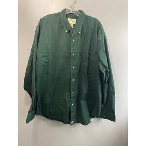Eddie Bauer Size XL Men's Button Down Long Sleeve Shirt Dark Green 100% Cotton